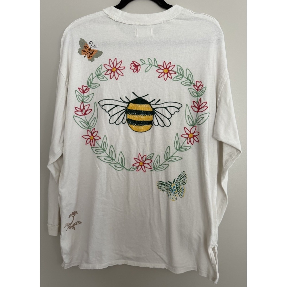 Free People We The Free Never Leaf Me Tee Tunic Top Embroidered Graphic Size XS